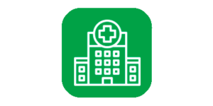 Icon of hospital on green background
